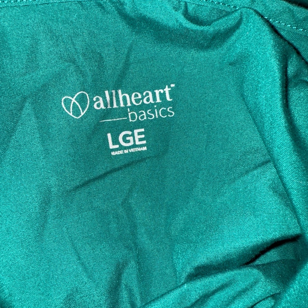 Allheart Scrub Basics UNISEX TOP Size Large Green - Picture 9 of 9